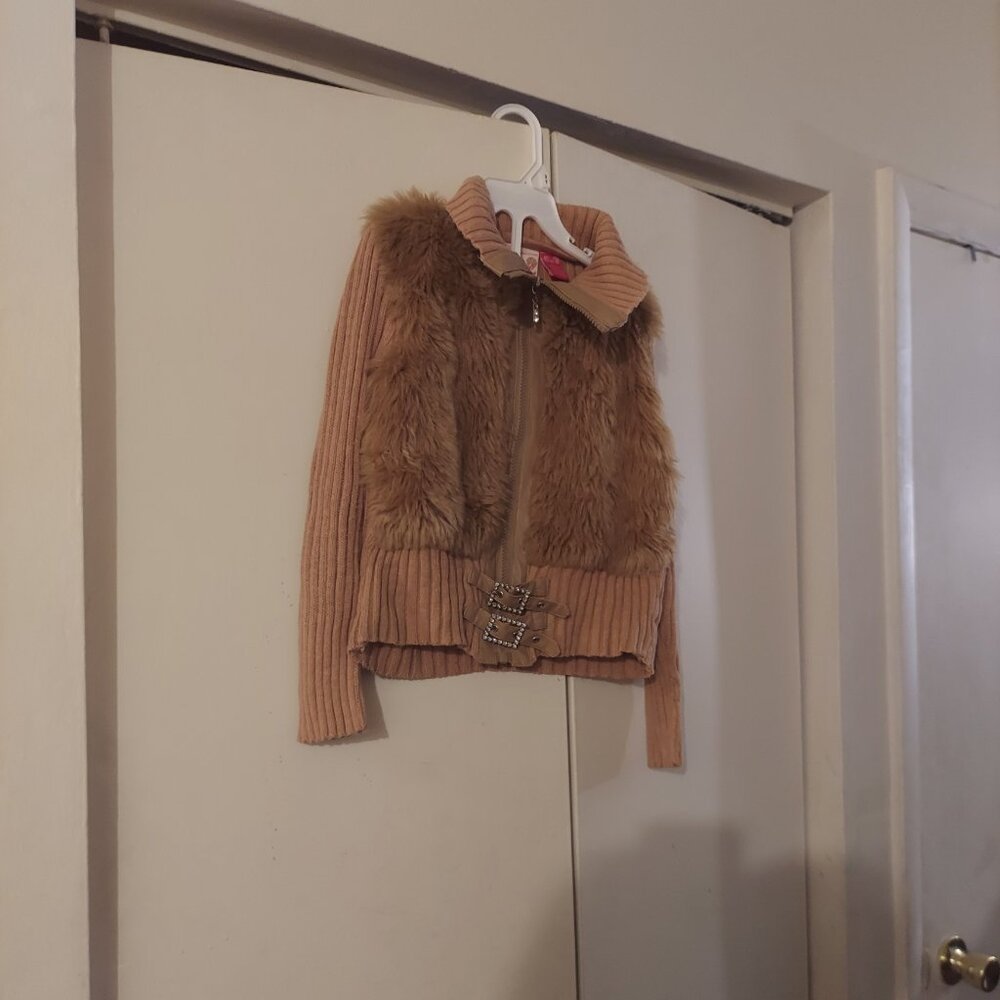💫Zip Down Faux Fur Sweater Jacket